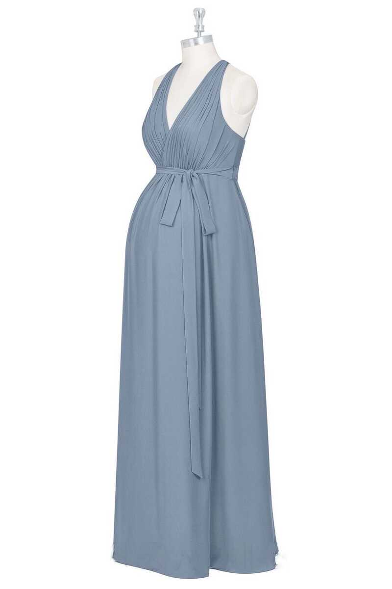 Dusty Blue Halter Backless Maternity Corset Bridesmaid Dress outfit, Party Dress Ladies