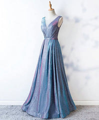 Unique Blue Sequin Long Corset Prom Dress, Blue Corset Formal Dress outfit, Prom Dress A Line Prom Dress