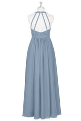 Dusty Blue Halter Backless Maternity Corset Bridesmaid Dress outfit, Party Dress For Teen