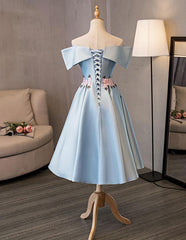 Blue Cute Short Corset Prom Dress, Blue Corset Homecoming Dress outfit, Prom Dresses Corset