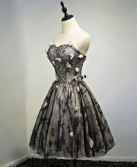 Black Lace Tulle Short Corset Prom Dress, Black Corset Homecoming Dress outfit, Homecomming Dresses Blue