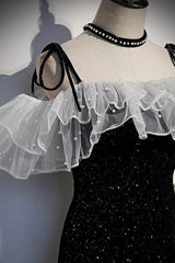 Black Velvet Long Corset Prom Dresses, Mermaid Evening Dresses outfit, Bridesmaid Dress Short