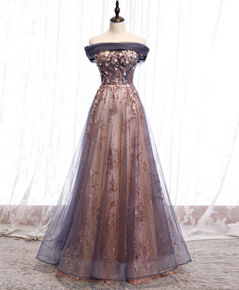 Unique Tulle Off Shoulder Lace Long Corset Prom Dress, Lace Corset Formal Dress outfit, Prom Dress Online