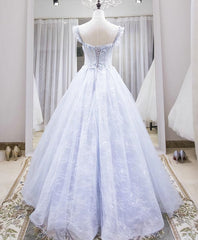Light Blue Tulle Lace Long Corset Prom Dress, Blue Evening Dress outfit, Evening Dress With Sleeves Uk