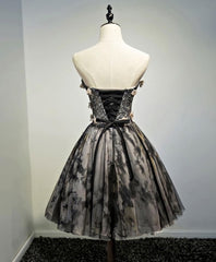 Black Lace Tulle Short Corset Prom Dress, Black Corset Homecoming Dress outfit, Homecomeing Dresses Blue