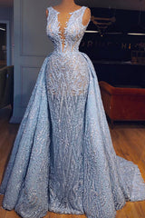 Elegant Blue Lace Sleeveless Deep V Neck Corset Prom Dresses Party Dresses outfit, Prom Dresses 14