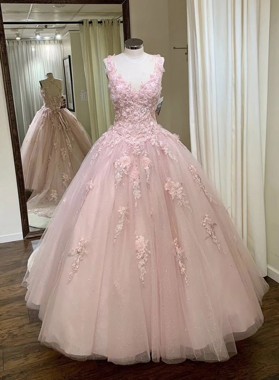 pink tulle customize long a line sweet 16 Corset Prom dress Corset Formal dress outfit, Party Dress Trends