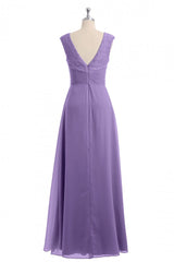 Lavender V-Neck Twist-Front A-Line Long Corset Bridesmaid Dress outfit, Beauty Dress Design