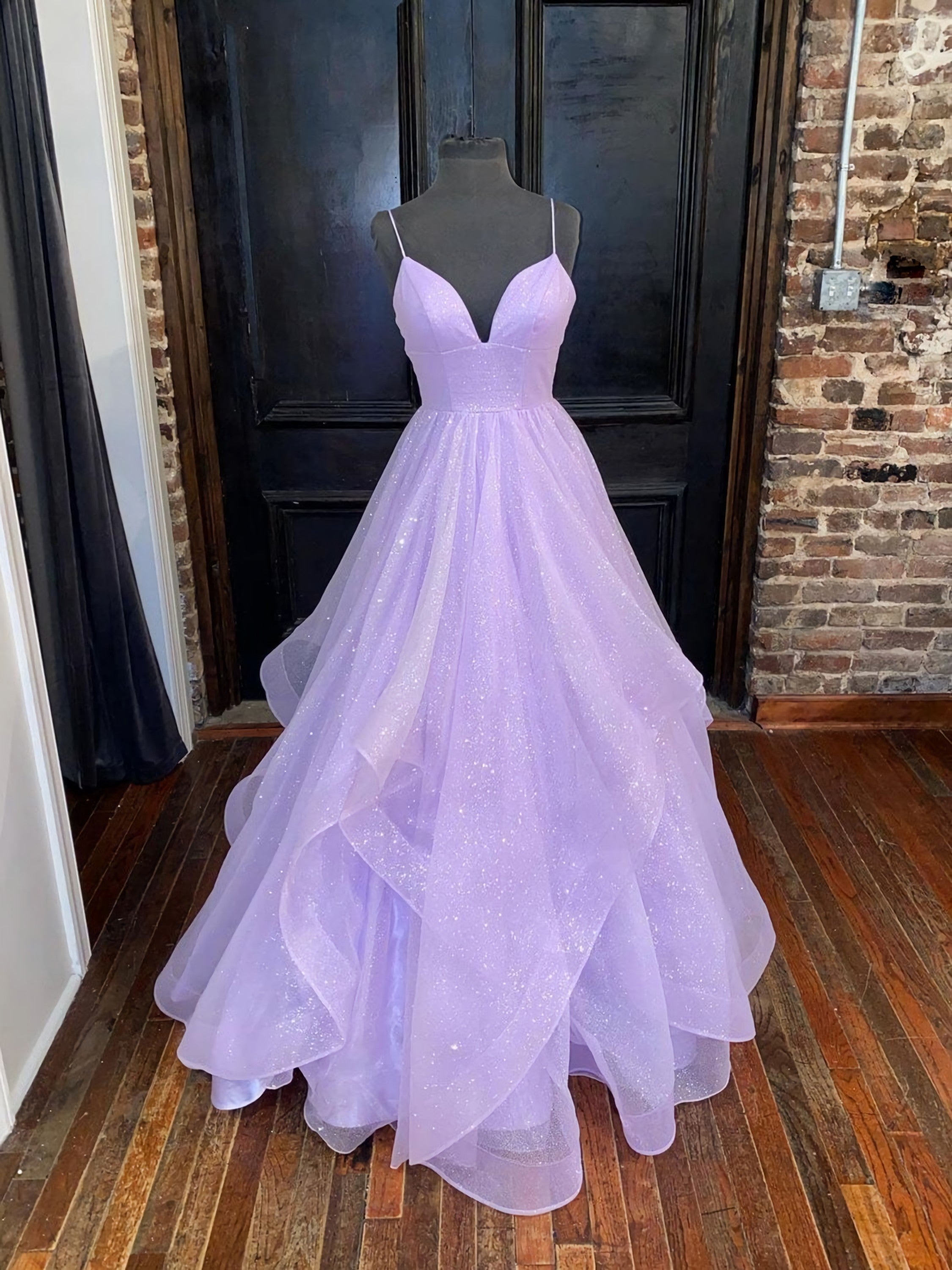 Simple Purple Tulle Sequin Long Corset Prom Dress, Purple Evening Dress outfit, Evening Dresses For Weddings