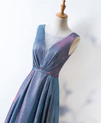 Unique Blue Sequin Long Corset Prom Dress, Blue Corset Formal Dress outfit, Prom Dress Simple