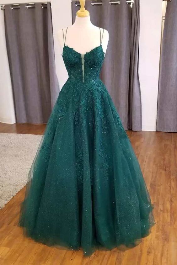 Sexy Spaghetti Straps Vintage Dresses Womens princess Corset Prom Dress outfits, Prom Dress Glitter