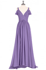 Lavender Cold-Shoulder Banded Waist Long Corset Bridesmaid Dress outfit, Evening Dress For Weddings