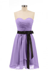 Lavender Strapless Tie-Side Short Corset Bridesmaid Dress outfit, Evening Dresses For Over 68S
