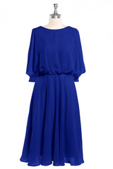 Royal Blue Long Sleeve Blouson-Style Corset Bridesmaid Dress outfit, Party Dresses Ideas