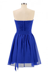 Royal Blue Sweetheart Tie-Side Short Corset Bridesmaid Dress outfit, Party Dress Luxury