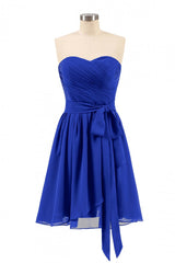Royal Blue Sweetheart Tie-Side Short Corset Bridesmaid Dress outfit, Party Dress For Night