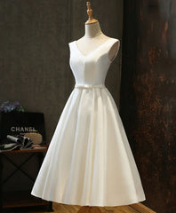 Simple V Neck White Short Corset Prom Dress, White Corset Homecoming Dress outfit, Prom Dress Under 218