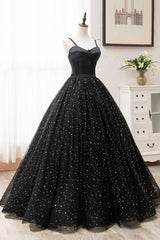 Black Tulle Long A-Line Long Corset Prom Dresses, Black Evening Party Dresses outfit, Bridesmaid Dress Blue