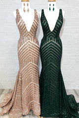 Sparkle Sequins V-Neck Mermaid Long Corset Prom Dress outfits, Formals Dresses Long