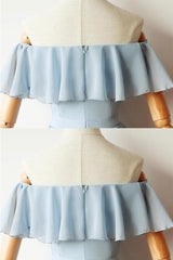 Cute Off the Shoulder Light Blue Short Dress Gowns, Party Dresses Cheap