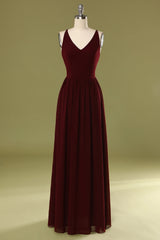 Sheath V Neck Burgundy Corset Bridesmaid Dress with Lace Back outfit, Strapless Prom Dress