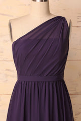 Elegant One Shoulder Plum Corset Bridesmaid Dress outfit, Party Dress Dames