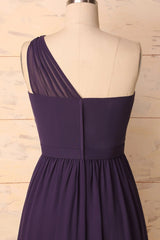 Elegant One Shoulder Plum Corset Bridesmaid Dress outfit, Party Dress Big Size