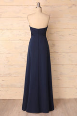 Elegant Sweetheart Pleated Navy Blue Corset Bridesmaid Dress outfit, Party Dress Brown