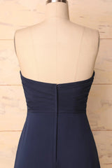 Elegant Sweetheart Pleated Navy Blue Corset Bridesmaid Dress outfit, Fantasy Dress