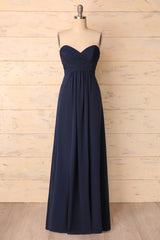 Elegant Sweetheart Pleated Navy Blue Corset Bridesmaid Dress outfit, Classy Dress Outfit