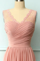 A-line Blush Pink Corset Bridesmaid Dress with Lace Top outfit, Prom Dresses Photos Gallery