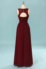 Elegant Pleated Burgundy Corset Bridesmaid Dress with Keyhole outfit, Party Dress Purple