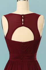 Elegant Pleated Burgundy Corset Bridesmaid Dress with Keyhole outfit, Classy Outfit