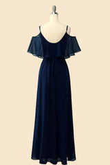 Off The Shoulder Navy Blue Long Corset Bridesmaid Dress outfit, Prom Dresses 2040 Cheap
