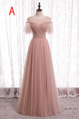 Elegant Blush Pink Tulle Corset Bridesmaid Dress outfit, Party Dress For Cocktail