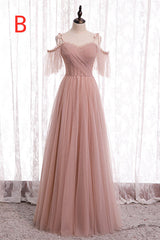 Elegant Blush Pink Tulle Corset Bridesmaid Dress outfit, Party Dresses Summer Dresses 2040