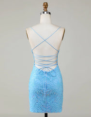 Sparkly Blue Beaded Lace Up Tight Short Corset Homecoming Dress outfit, Prom Dresse 2039