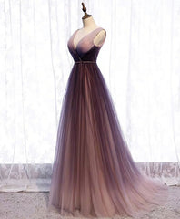 Simple V Neck Tulle Long Corset Prom Dress, Tulle Evening Dress outfit, Prom Dress Elegant