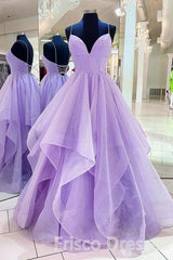 Purple V Neck Sleeveless A Line Tulle Sequin Corset Prom Dresses outfit, Party Dress Hair Style