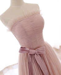 Simple Pink Tulle Long Corset Prom Dress, Pink Tulle Corset Formal Dress, 1 Gowns, Homecoming Dresses