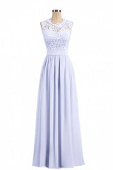 Lavender Lace Crew Neck A-Line Corset Bridesmaid Dress outfit, Evening Dress Lace