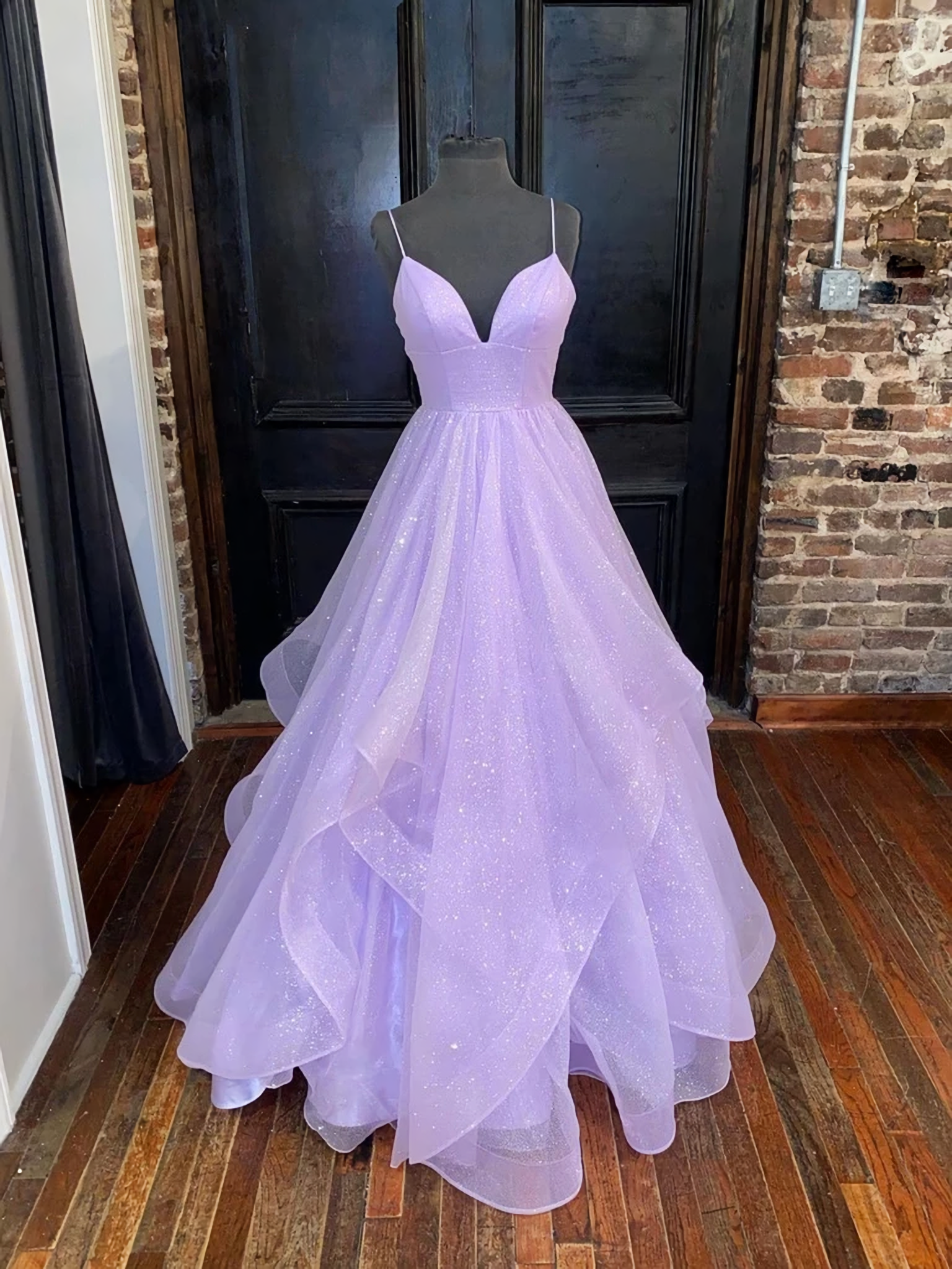 A Line V Neck Shiny Purple Long Corset Prom Dresses, Shiny V Neck Purple Corset Formal Evening Dresses outfit, Elegant Dress For Women