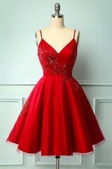 red a line Corset Prom party dress with spaghetti straps Gowns, Wedding Inspiration