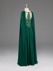 Dark Green A-Line Lace Appliques Chiffon Corset Prom Dress outfits, Bridesmaid Dresses Inspiration