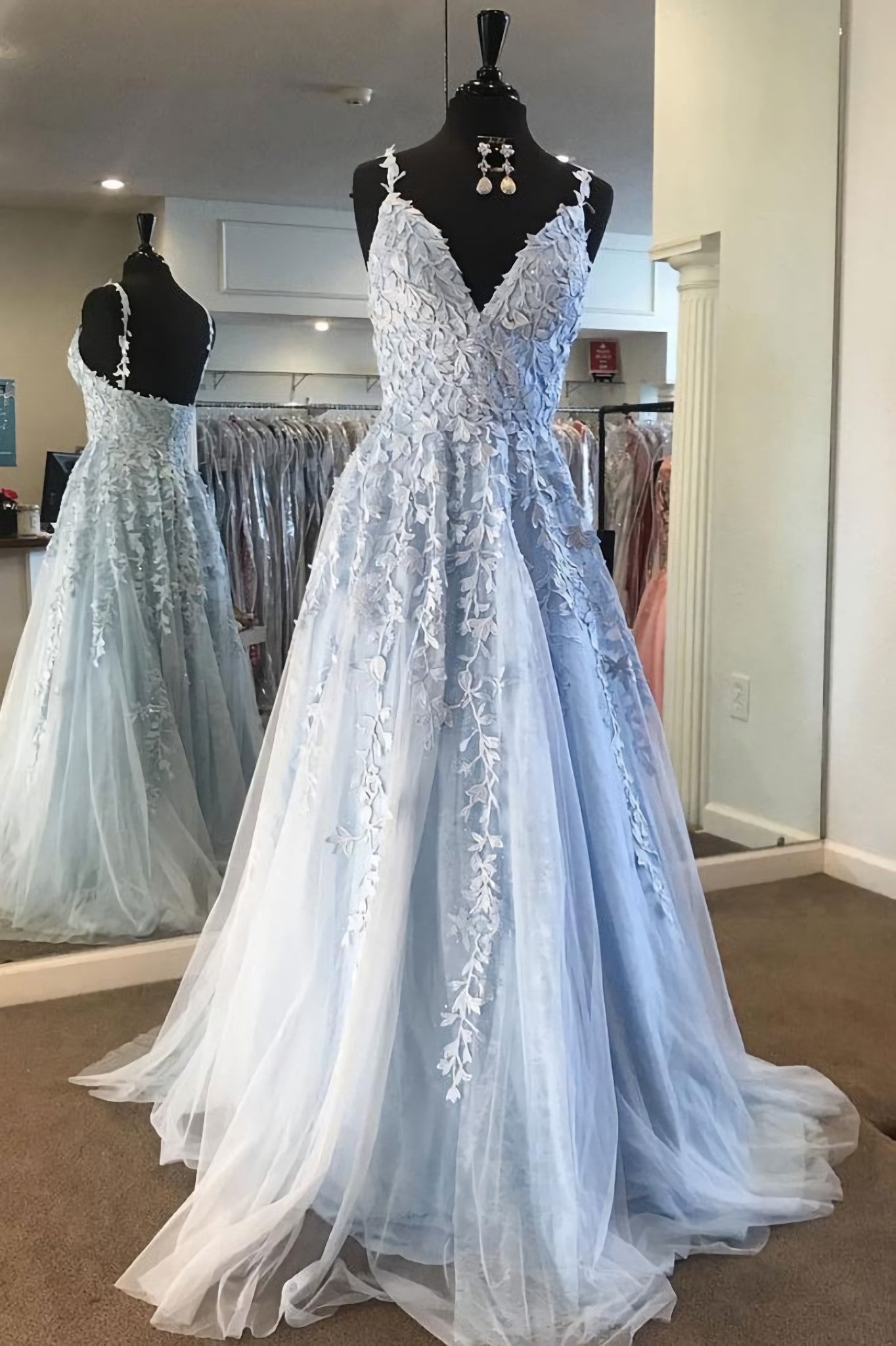 Light Blue Lace Tulle Long Corset Prom Dress, Blue Corset Formal Dress, Ae232 outfit, Formal Dresses And Evening Gowns