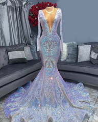 Hot Sparkle Sequin V neck Long sleeves Mermaid Corset Prom Dresses outfit, Party Dresses Teens