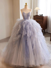 Blue Tulle Long Corset Prom Gown, Blue Tulle Long Sweet 16 Dress outfit, Party Dress Brands