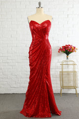 Sheath Sweetheart Red Sequins Corset Prom Dress with Sequins Gowns, Bridesmaid Dresse Styles