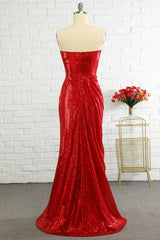 Sheath Sweetheart Red Sequins Corset Prom Dress with Sequins Gowns, Bridesmaid Dress Stylee
