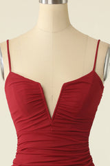 Burgundy Spaghetti Straps Corset Homecoming Dress outfit, Homecoming Dresses Websites